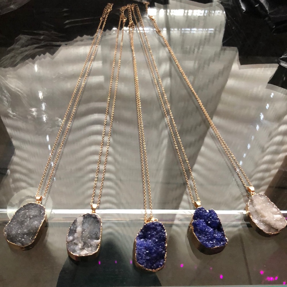 Crystal stone gold plated necklaces